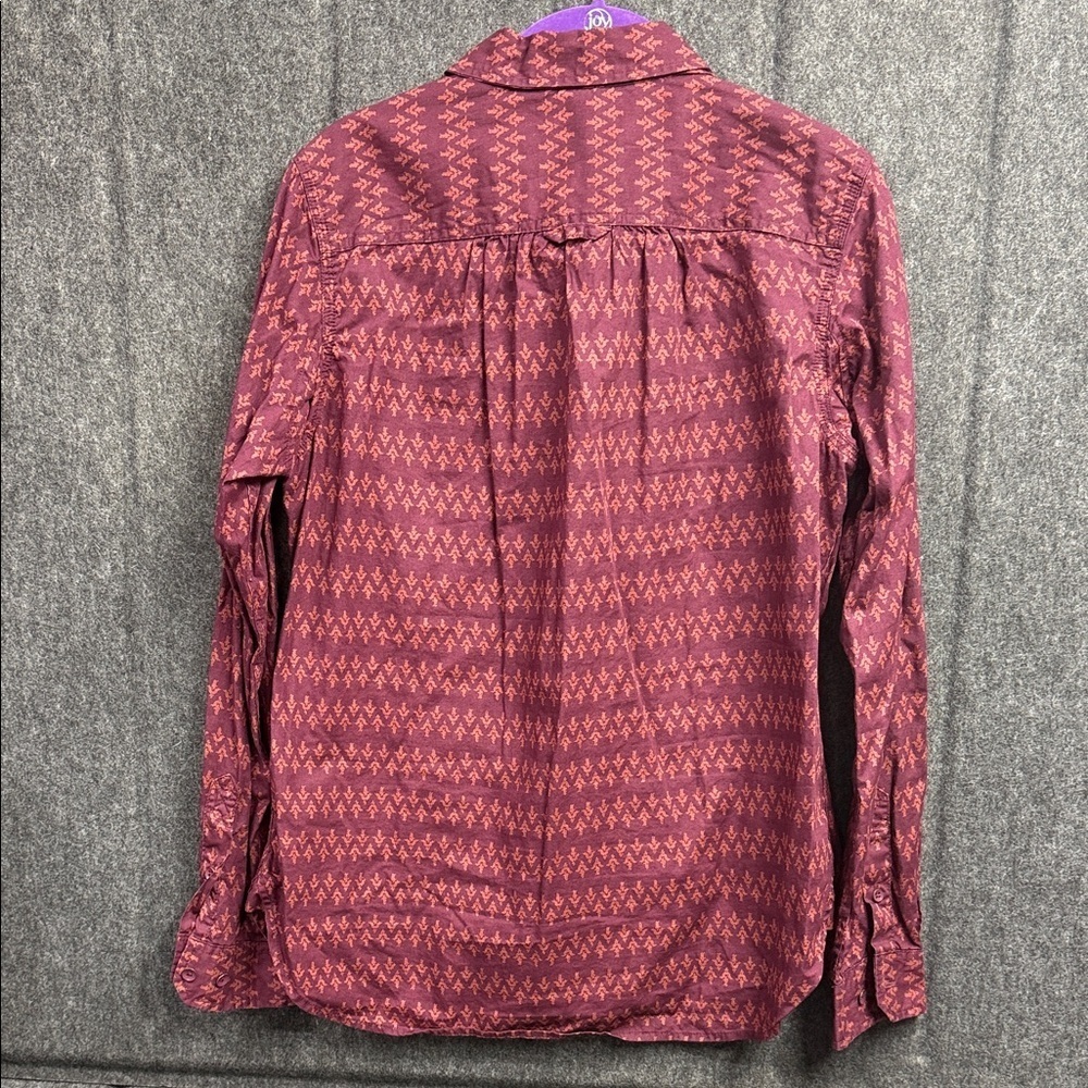 Duluth Trading Co Burgundy Geometric Button Down Shirt - Picture 3 of 5